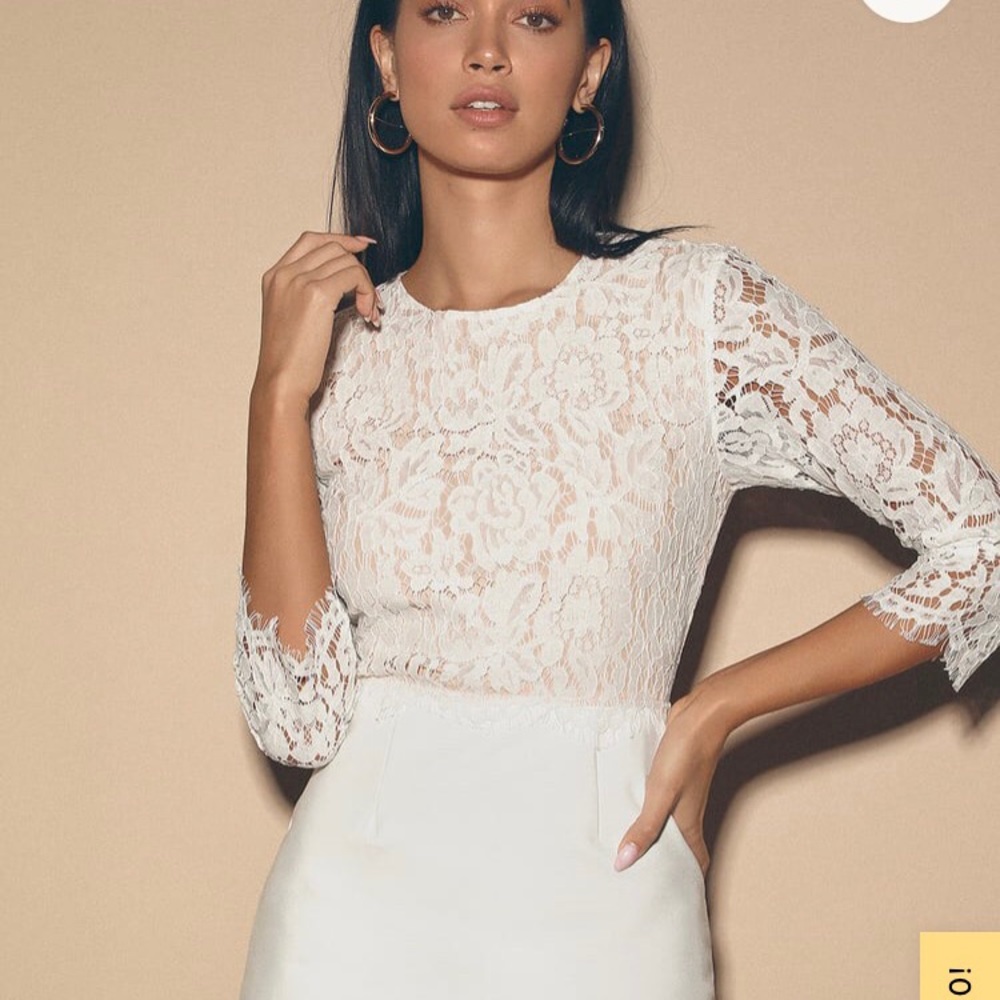 Lulu’s white lace mini dress